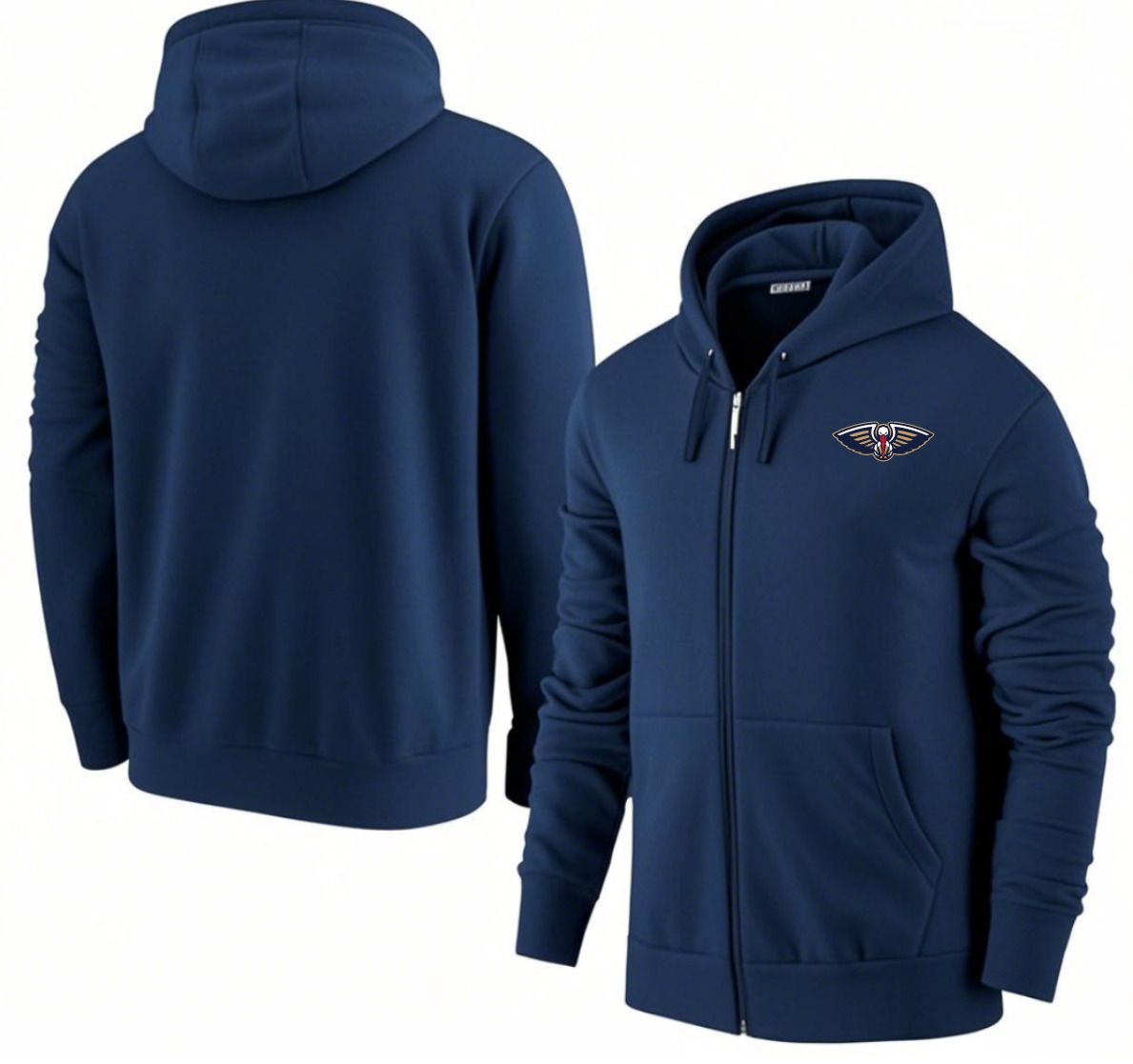 Men New Orleans Pelicans Dark Blue Zipper hoodie 2025 NBA Jersey style 1
